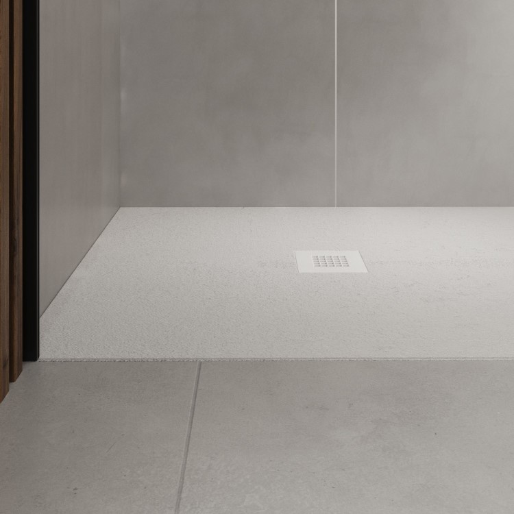 1200x800mm Rectangular White Slate-Effect Shower Tray 27mm - Stone Resin - Sileti