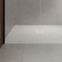 1200x800mm Rectangular Shower Tray with Grate - White Stone Resin Slate Effect - Sileti