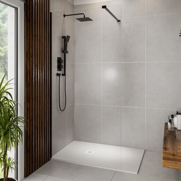 1200x800mm Rectangular White Slate-Effect Shower Tray 27mm - Stone Resin - Sileti