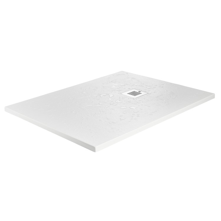 1200x800mm Rectangular White Slate-Effect Shower Tray 27mm - Stone Resin - Sileti