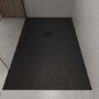 1200x900mm Rectangular Shower Tray 27mm with Grate - Black Stone Resin Slate Effect - Sileti