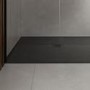 1200x900mm Rectangular Shower Tray 27mm with Grate - Black Stone Resin Slate Effect - Sileti