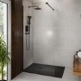 1200x900mm Rectangular Shower Tray 27mm with Grate - Black Stone Resin Slate Effect - Sileti