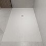1200x900mm Rectangular Shower Tray with Grate - White Stone Resin Slate Effect - Sileti