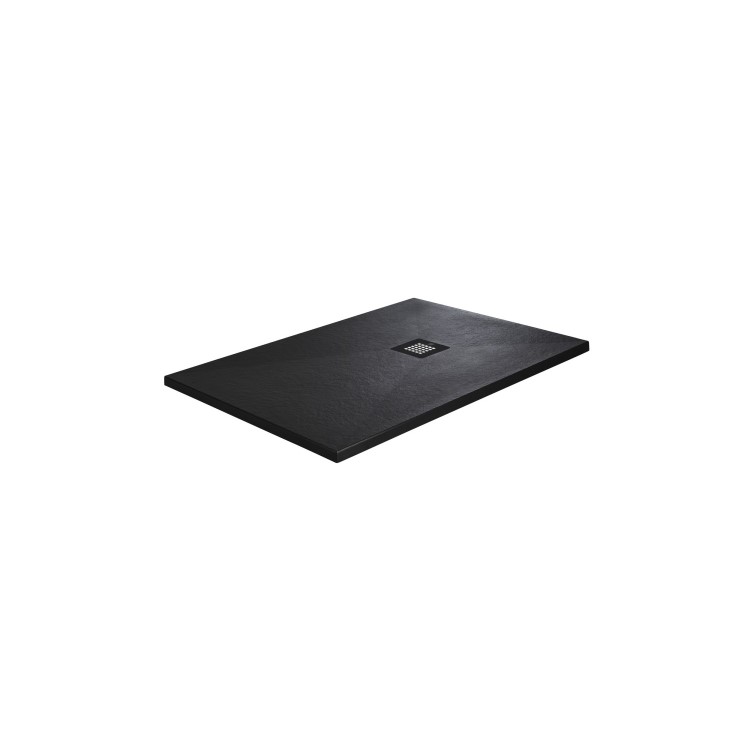 1400x900mm Rectangular Black Slate-Effect Shower Tray 27mm - Stone Resin - Sileti