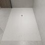ALMOST PERFECT - 1400x800mm Stone Resin White Slate Effect Rectangular Shower Tray with Grate - Sileti