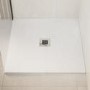 800x800mm Square Shower Tray with Waste - White Slate Effect - Pearl