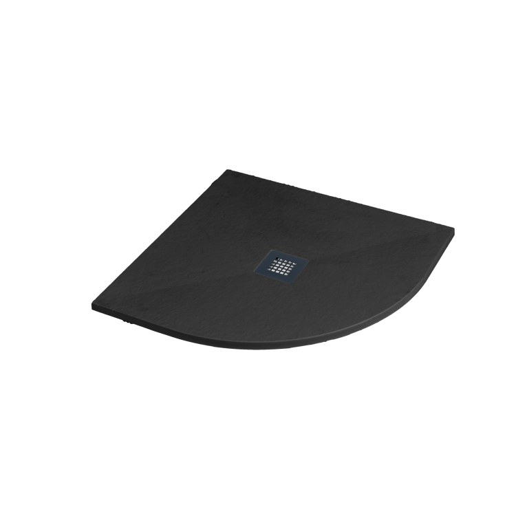 900x900mm Quadrant Black Slate Shower Tray 27mm - Stone Resin - Sileti