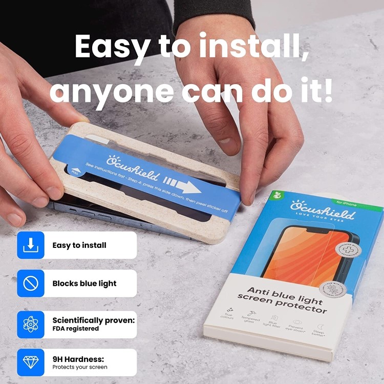 Ocushield Premium Anti Blue Light Tempered Glass Screen Protector for iPhone 11 and XR