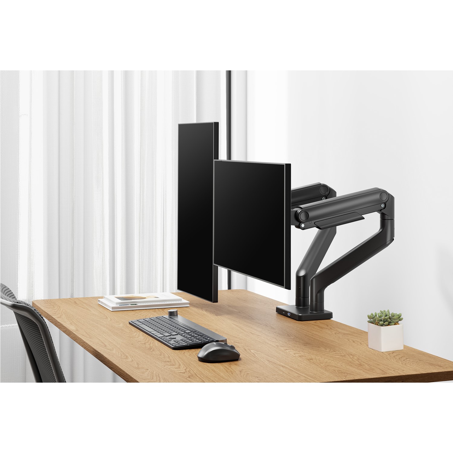 electriQ Dual Premium Monitor Arm with USB A/C Ports For Up to x2 OEM-USBP-DUAL – image 2