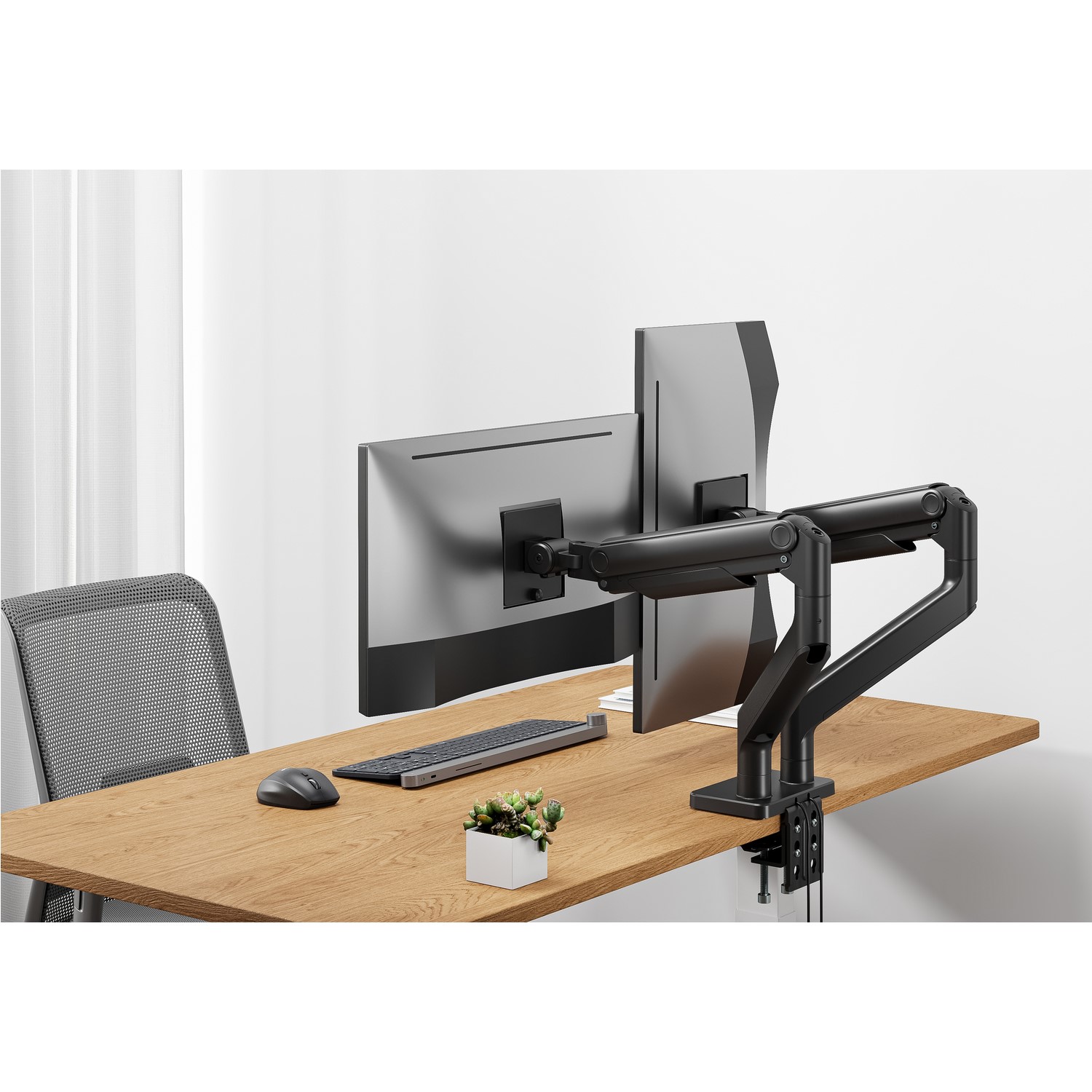electriQ Dual Premium Monitor Arm with USB A/C Ports For Up to x2 OEM-USBP-DUAL – image 3