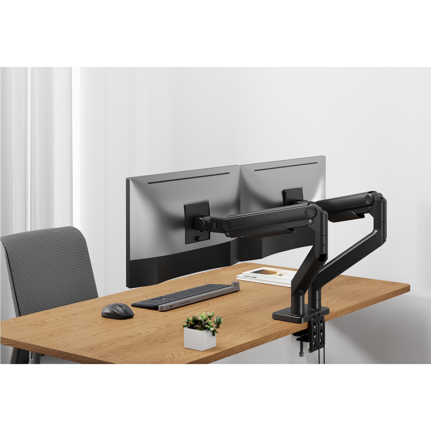 electriQ Dual Premium Monitor Arm with USB A/C Ports For Up to x2 OEM-USBP-DUAL – image 4