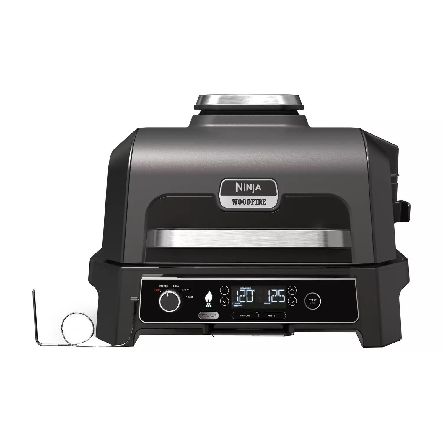 Ninja OG850UK Woodfire XL Electric BBQ Grill & Smoker - Black/Grey