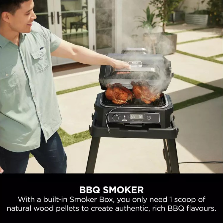 Ninja OG850UK Woodfire XL Electric BBQ Grill & Smoker - Black/Grey