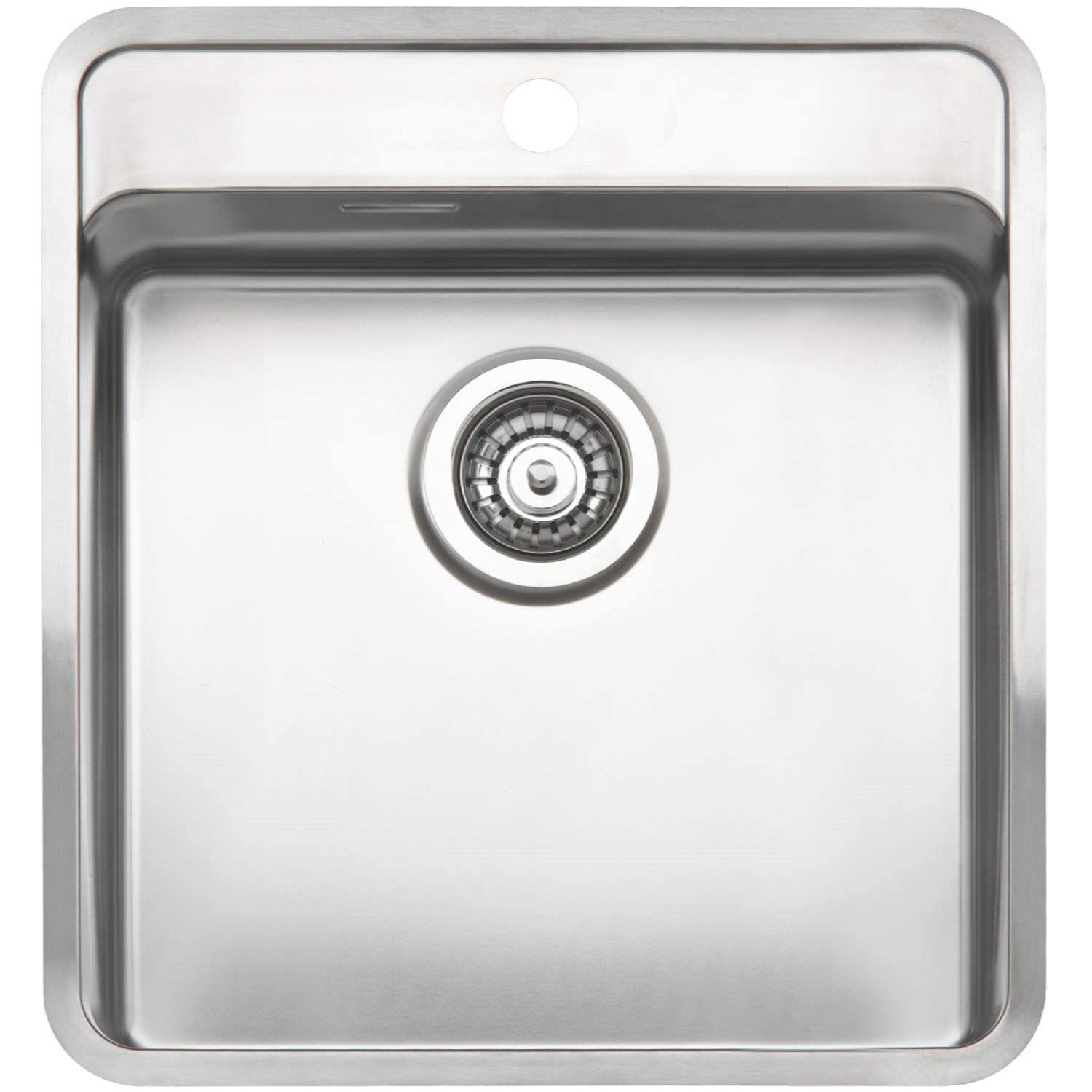 Single Bowl Chrome Stainless Steel Kitchen Sink - Reginox OHIO40X40TAP-WING