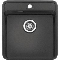 Reginox OHIO40X40TAPWINGCB Regi Color Ohio Tapwing 1.0 Bowl Black Stainless Steel Kitchen Sink