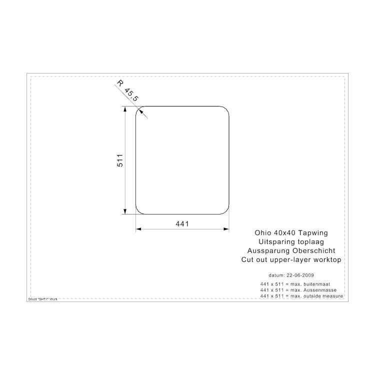 Reginox OHIO40X40TAPWINGCB Regi Color Ohio Tapwing 1.0 Bowl Black Stainless Steel Kitchen Sink
