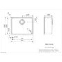 Single Bowl Black Stainless Steel Kitchen Sink - Reginox Ohio 50x40