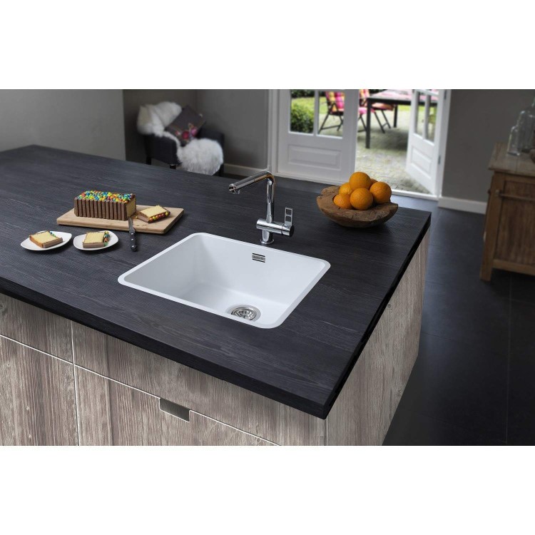 GRADE A1 - Reginox Ohio Single Bowl Stainless Steel White Kitchen Sink