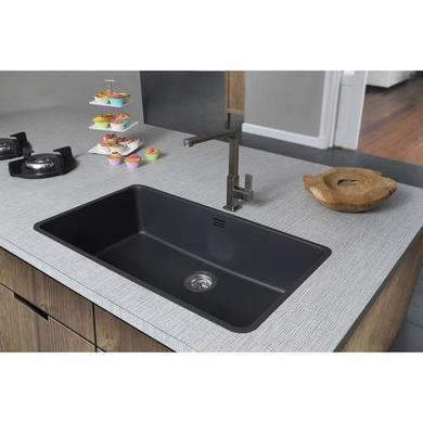 GRADE A1 - Reginox OHIO80X42-L CB Regi Color Ohio 1.0 Extra Wide Bowl Black Kitchen Sink