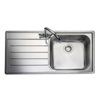 Single Bowl Stainless Steel Kitchen Sink with Left Hand Drainer - Rangemaster Oakland