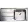 Single Bowl Stainless Steel Kitchen Sink with Left Hand Drainer - Rangemaster Oakland