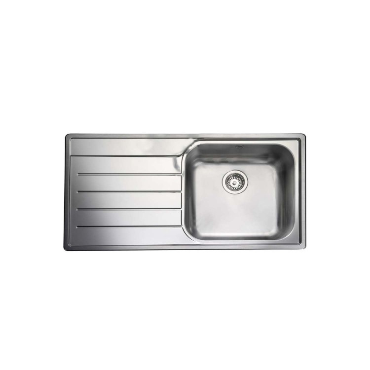 Single Bowl Stainless Steel Kitchen Sink with Left Hand Drainer - Rangemaster Oakland