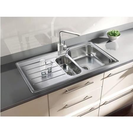 Single Bowl Stainless Steel Kitchen Sink with Left Hand Drainer - Rangemaster Oakland