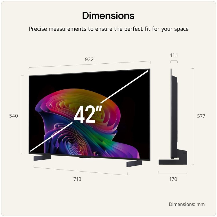 LG OLED42C66LB 42" 4K OLED evo Smart TV with Dolby Vision Dolby Atmos & webOS