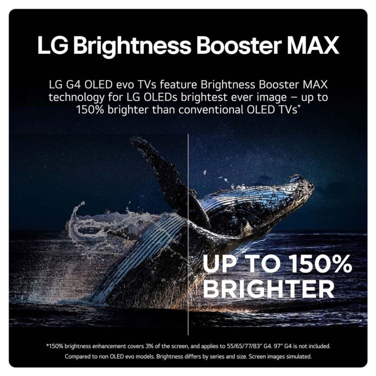 LG G4 65 inch OLED evo AI 4K HDR Smart TV
