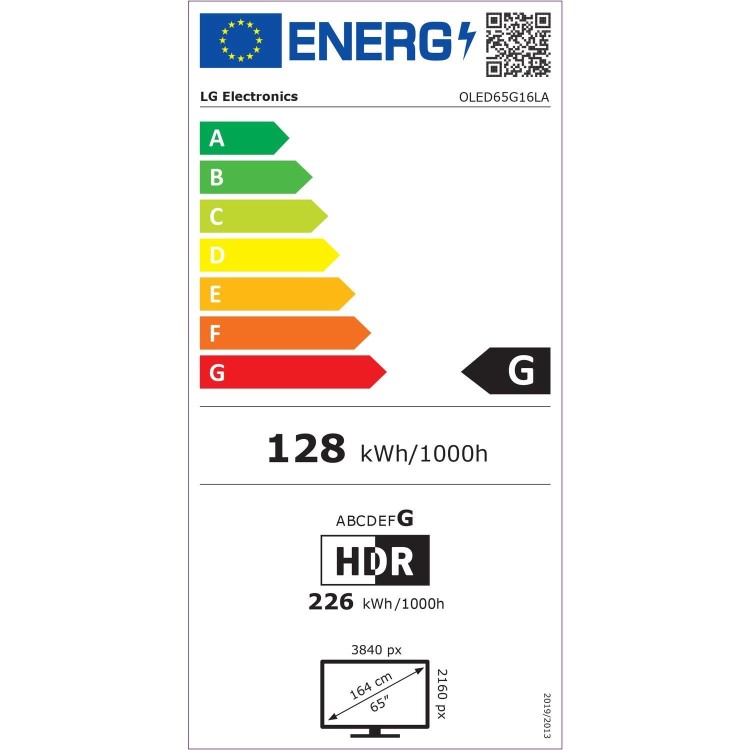 Refurbished LG G1 Evo 65" 4K Ultra HD with HDR Pro LED Freesat HD Smart TV without Stand