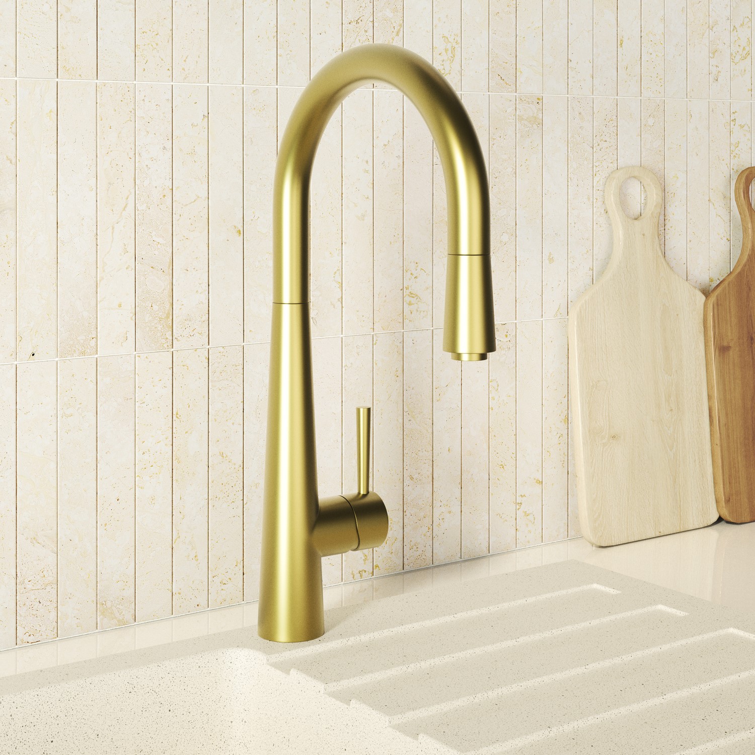 Brushed Single Lever Pull Out Monobloc Kitchen Mixer Tap Olney
