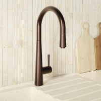Brushed Bronze Single Lever Pull Out Monobloc Kitchen Mixer Tap - Enza Olney