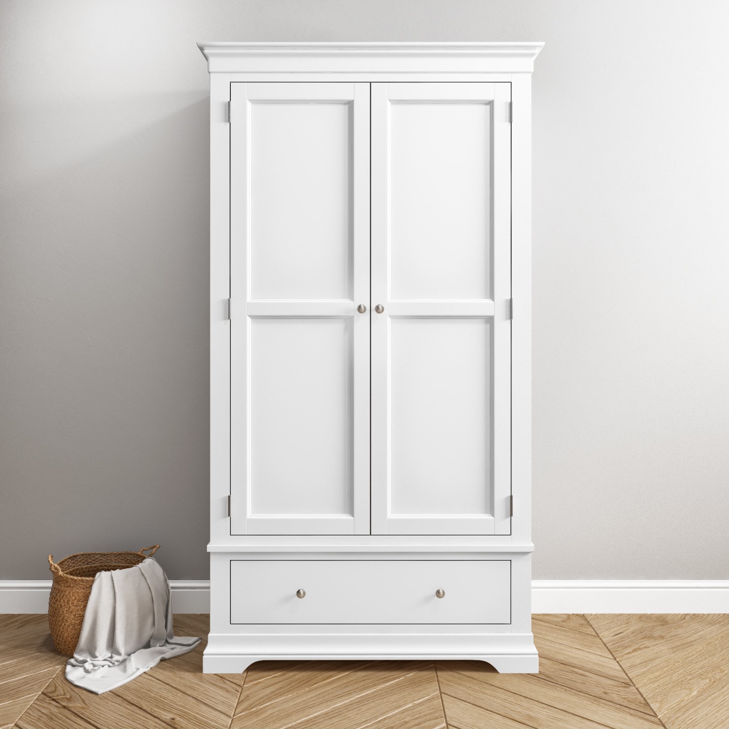 White 2 Door 1 Drawer Wardrobe - Olivia OLV004B