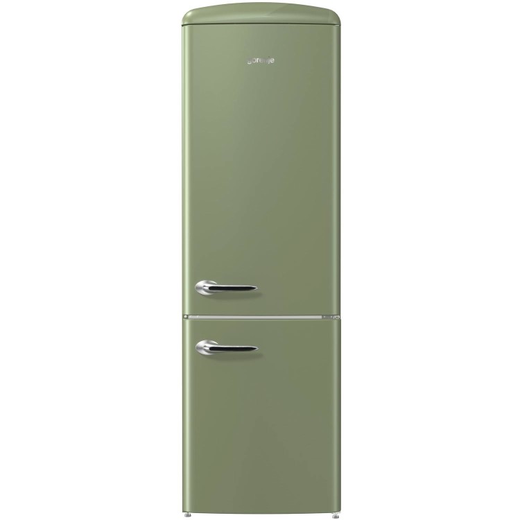 GRADE A3 - Gorenje ONRK193OL Retro Style Super Efficient No Frost Freestanding Fridge Freezer - Olive