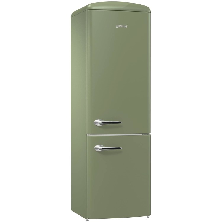 GRADE A3 - Gorenje ONRK193OL Retro Style Super Efficient No Frost Freestanding Fridge Freezer - Olive