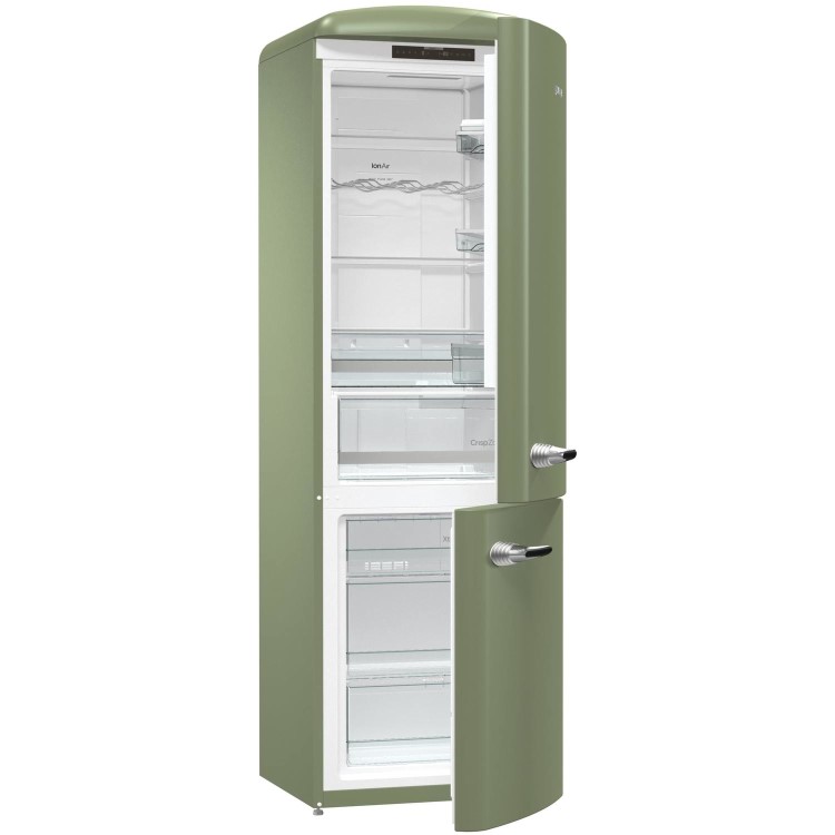 GRADE A3 - Gorenje ONRK193OL Retro Style Super Efficient No Frost Freestanding Fridge Freezer - Olive