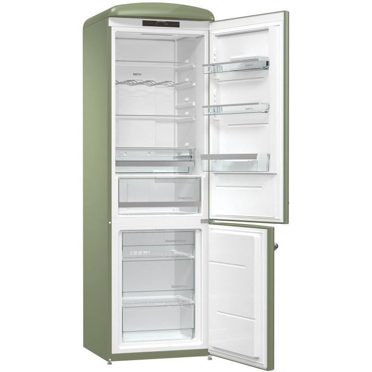 GRADE A3 - Gorenje ONRK193OL Retro Style Super Efficient No Frost Freestanding Fridge Freezer - Olive