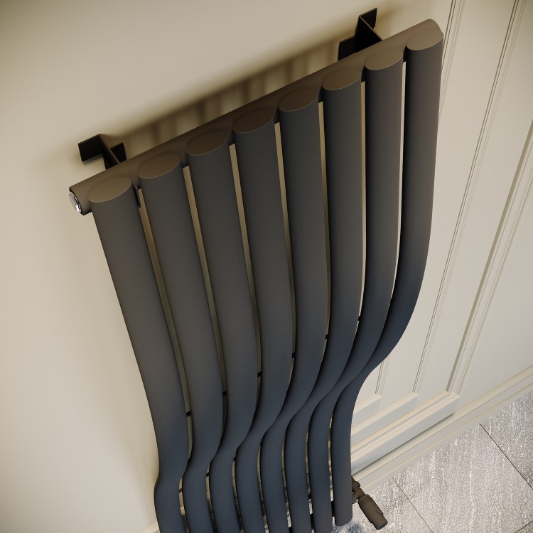 Anthracite Vertical Wave Designer Single Panel Radiator 1600 x 470mm - Opala