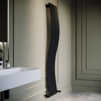 Black Vertical Wave Designer Single Panel Radiator 1800 x 400mm - Opala Black Vertical Wave Designer Single Panel Radiator 1800 x 400mm - Opala