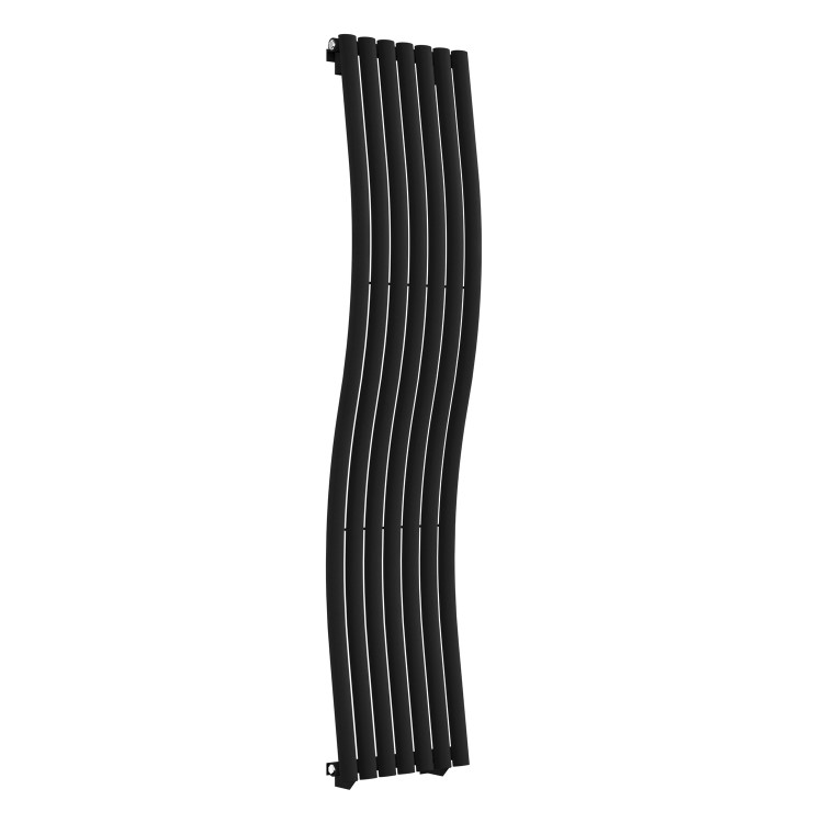 Black Vertical Wave Designer Single Panel Radiator 1800 x 400mm - Opala