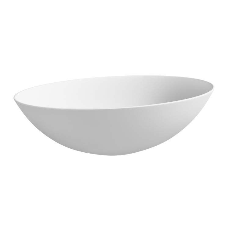 Matt White Oval Stone Resin Countertop Basin with Waste 500mm - Opal