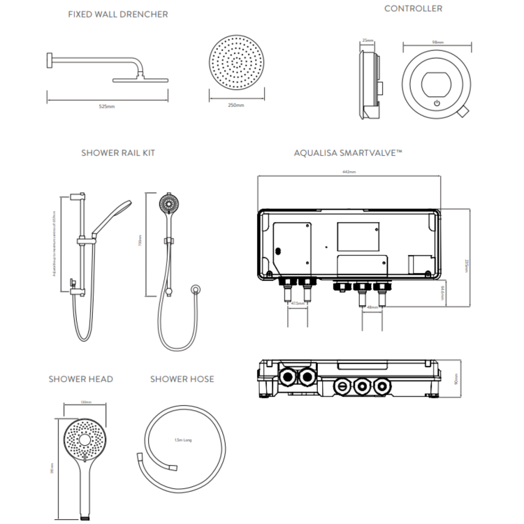 Aqualisa Optic Q Dual Wall Mounted Smart Digital Mixer Thermostatic Shower Gravity Pumped