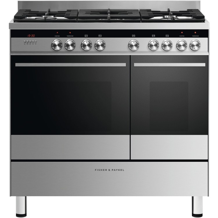 Refurbished Fisher & Paykel OR90L7DBGFX1 90cm Double Oven Dual Fuel Range Cooker Stainless Steel