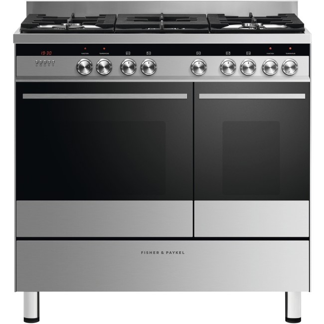 Fisher & Paykel 90cm Double Oven Dual Fuel Range Cooker - Stainless Steel