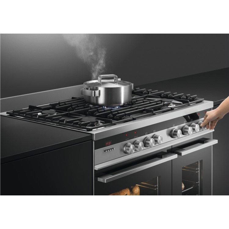 Refurbished Fisher & Paykel OR90L7DBGFX1 90cm Double Oven Dual Fuel Range Cooker Stainless Steel