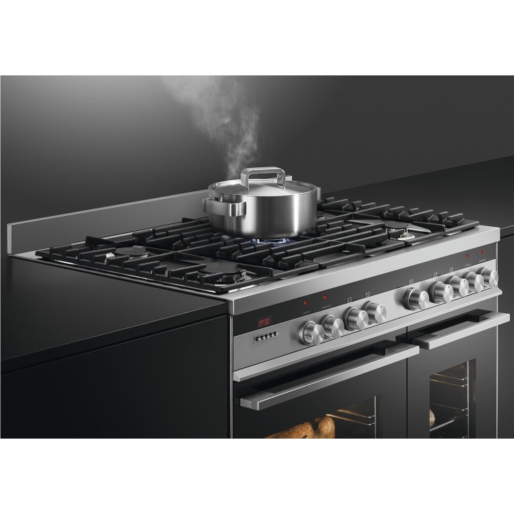 Refurbished Fisher & Paykel OR90L7DBGFX1 90cm Double Oven Dual Fuel Range Cooker Stainless Steel