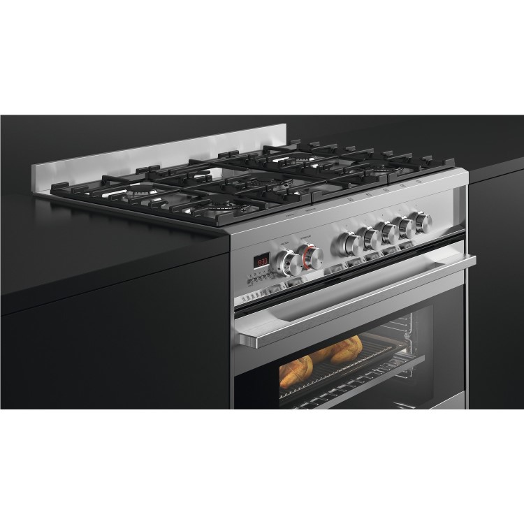 Fisher & Paykel Contemporary 90cm Single Oven Dual Fuel Range Cooker - Stainless Steel
