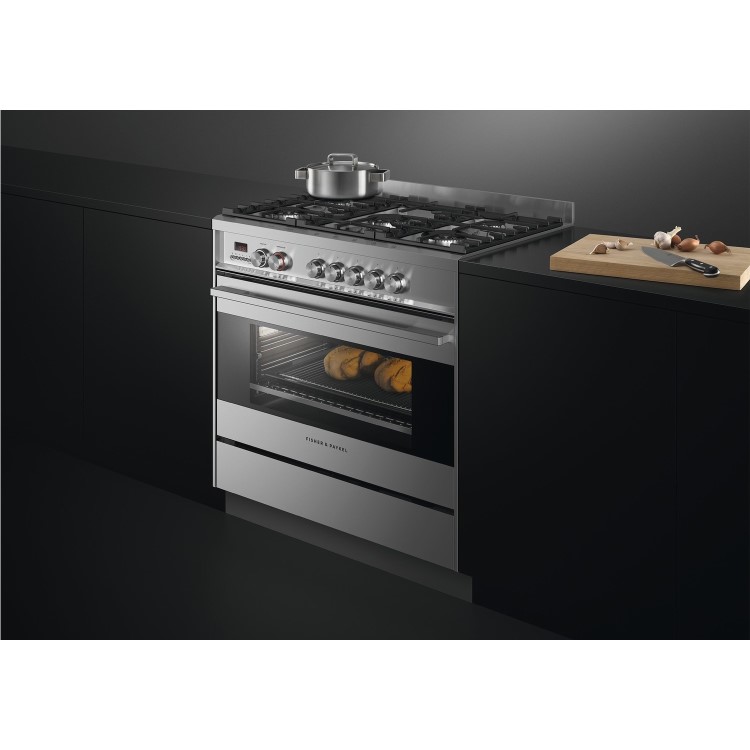Fisher & Paykel Contemporary 90cm Single Oven Dual Fuel Range Cooker - Stainless Steel