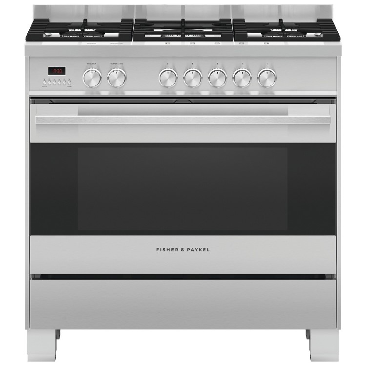 Fisher & Paykel Contemporary 90cm Single Oven Dual Fuel Range Cooker - Stainless Steel